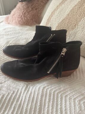 Sam Edelman Black Suede Ankle Booties with Side Zip